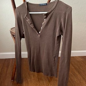 Brandy Melville Brown Henley Button Up